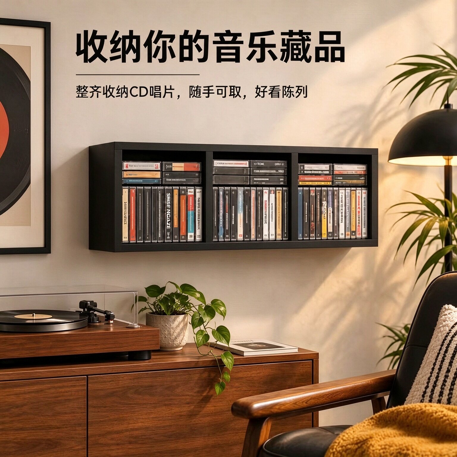 壁挂式简约风CD收纳架 CD壁挂展示架书本置物架手办壁挂展示柜