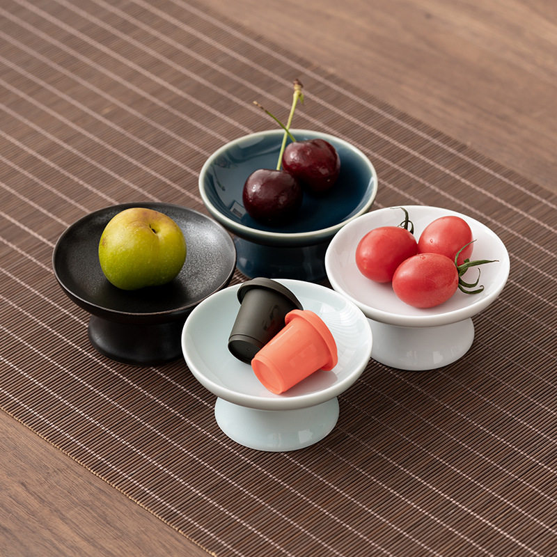 围炉冰茶果盘 迷你小号茶点盘 陶瓷高脚茶食盘干果碟点心盘小吃碟