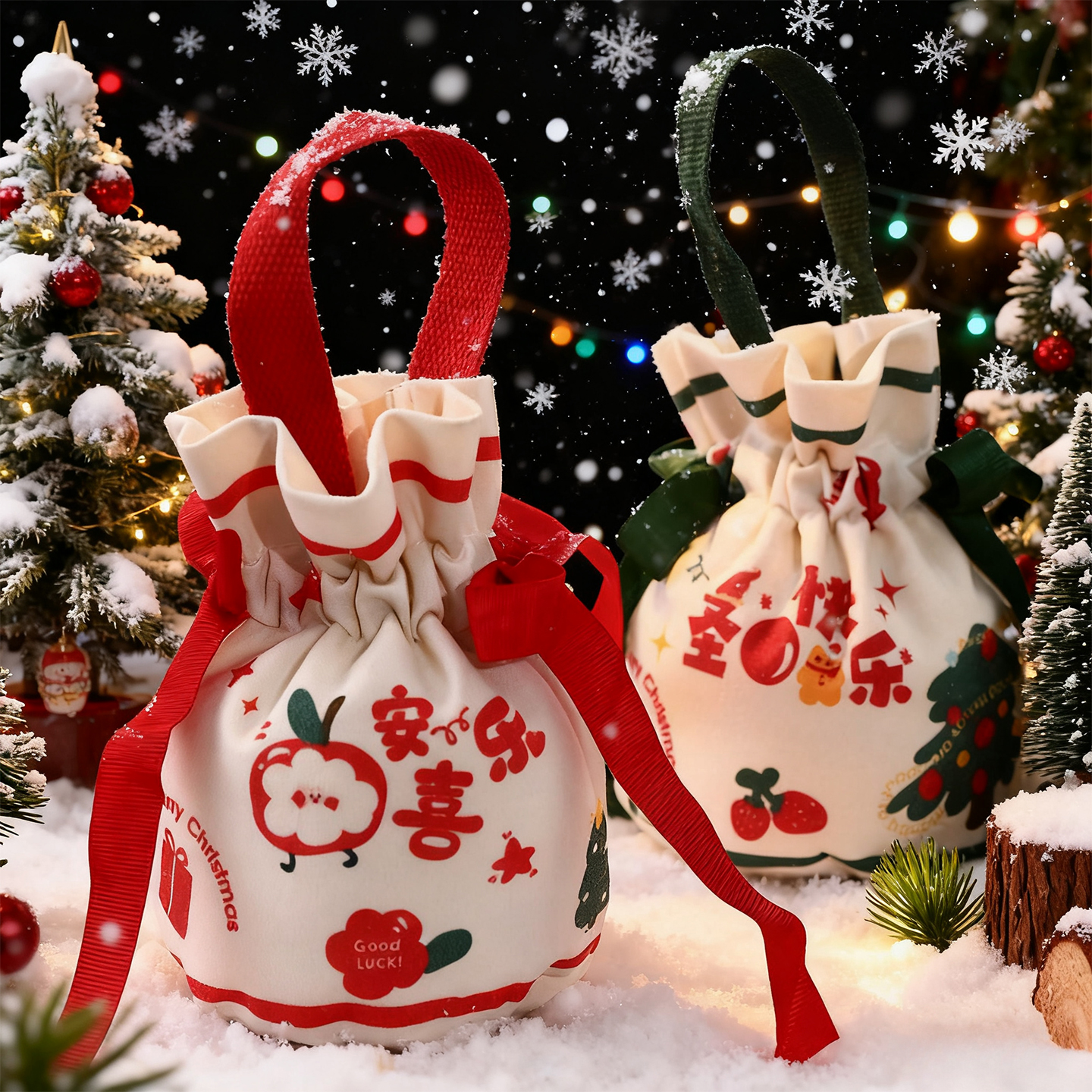 圣诞节平安夜苹果袋创意包装礼盒
