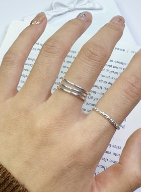 S925纯银《三层》极简小众设计高级感轻奢气质百搭开口戒指