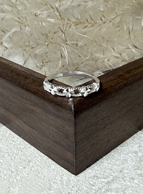 S999足银四叶草轻奢精致花朵戒指女气质百搭小众设计田园风戒指