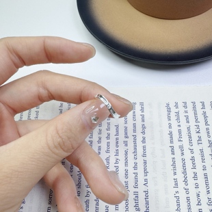 纯银S925戒指可调节精致波浪闪钻温柔气质ins潮流个性百搭尾戒