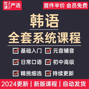 2024韩语自学视频教程零基础入门韩国语新标准课程topik考级网课