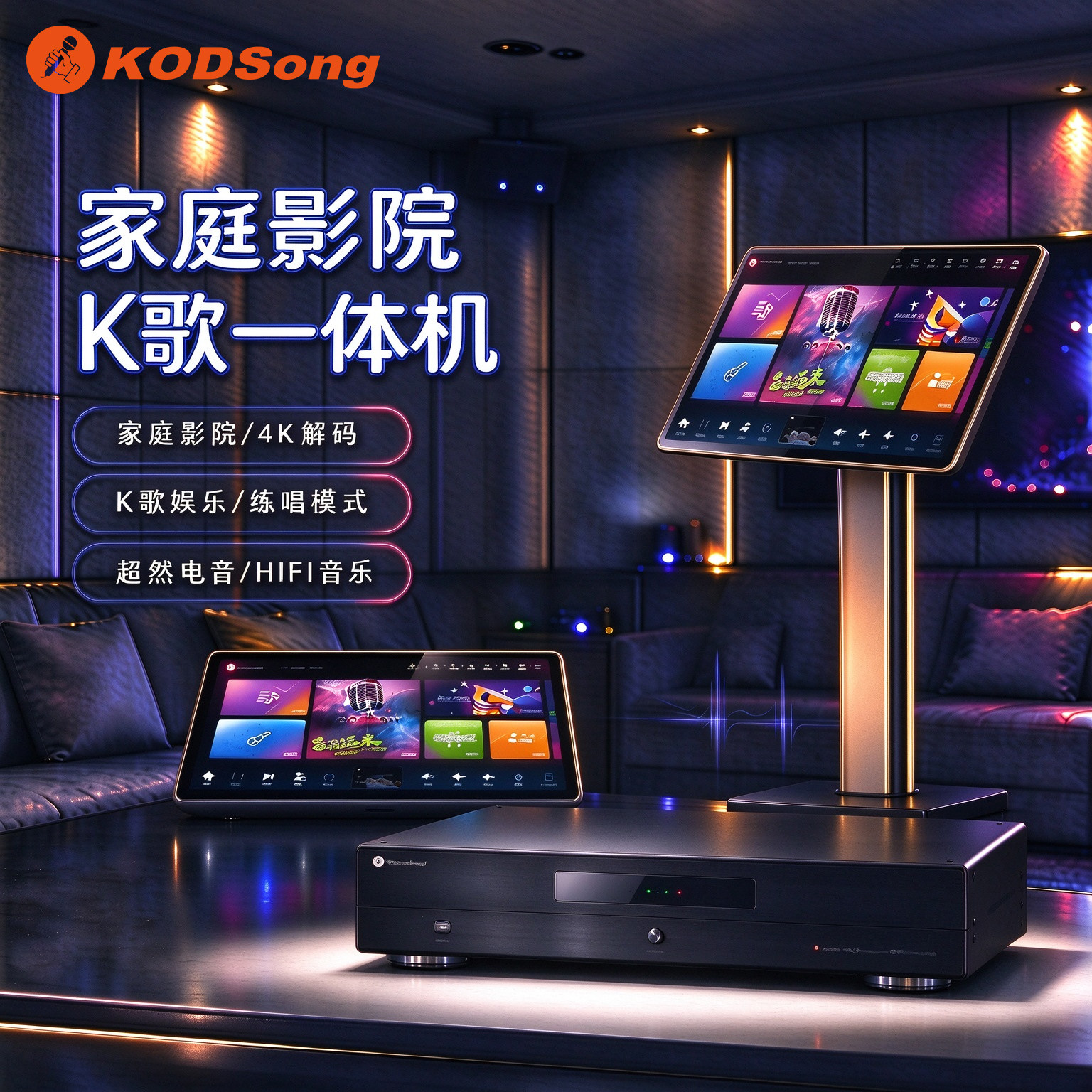 KODSong卡颂家庭ktv音响卡拉OK套装唱歌全套设备点歌机触摸屏音箱
