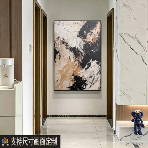 砂岩肌理意式极简入户玄关装饰画新款客厅挂画餐厅沙发背景墙壁画