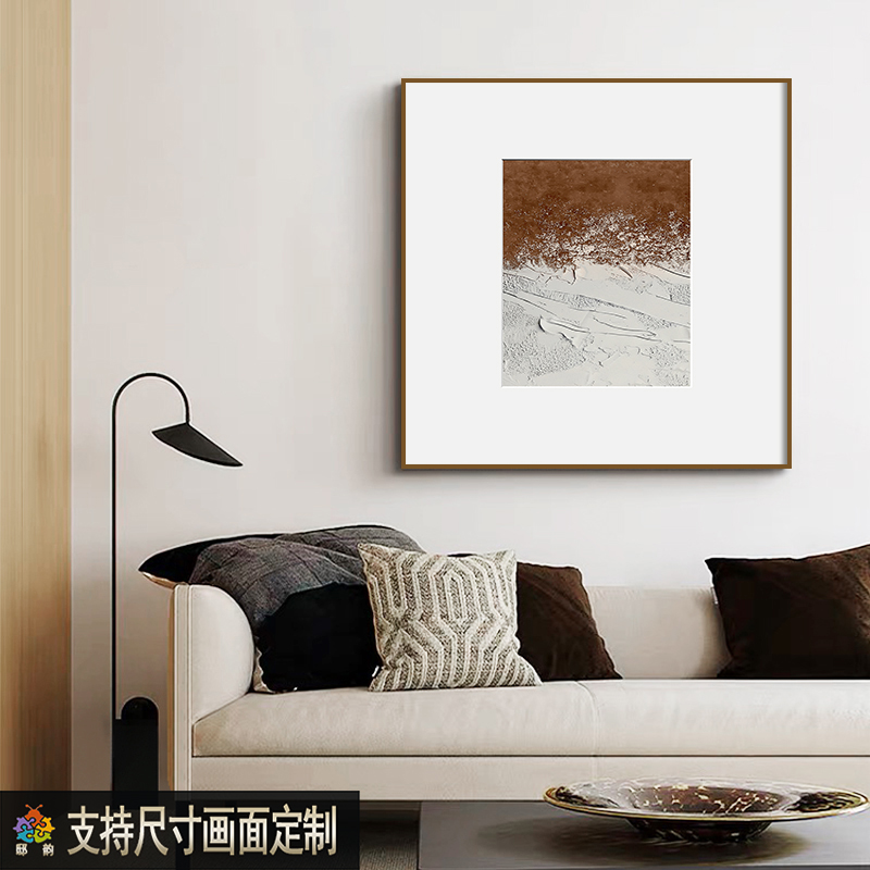 现代高级感民宿酒店装饰画中古风客厅餐厅晶瓷画定制方形软装挂画图片