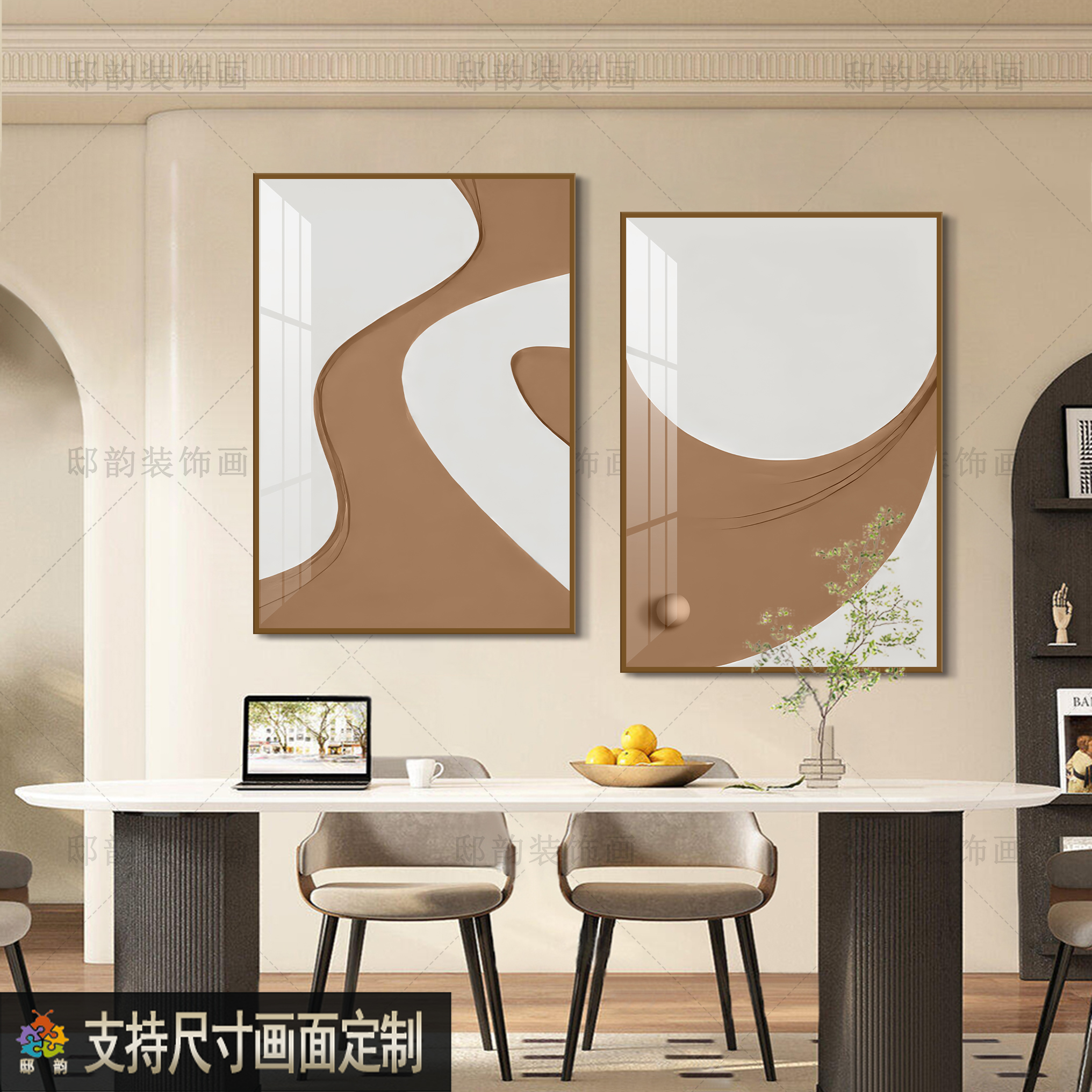 简约客厅两联晶瓷面装饰画