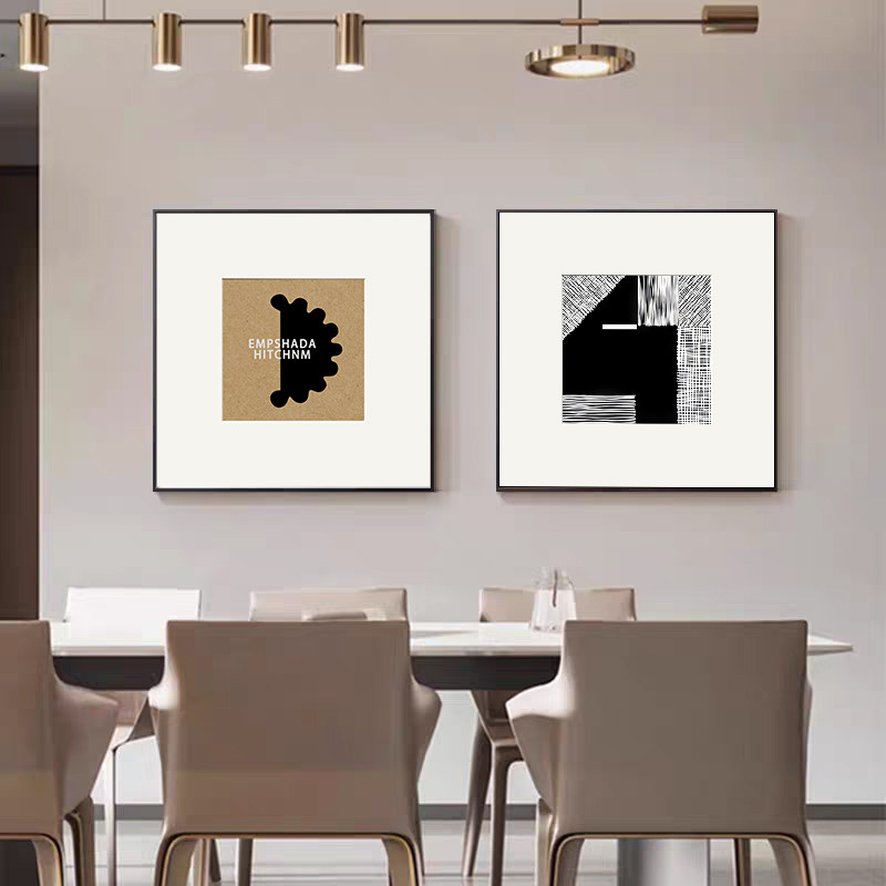 现代简约餐厅客厅装饰画民宿酒店卧室床头挂画正方形软装挂画定制
