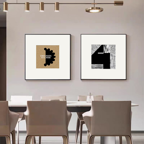 现代简约餐厅客厅装饰画民宿酒店卧室床头挂画正方形软装挂画定制