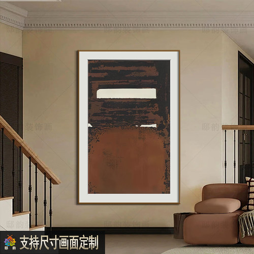 样板间客厅过道奶油风晶瓷面挂画