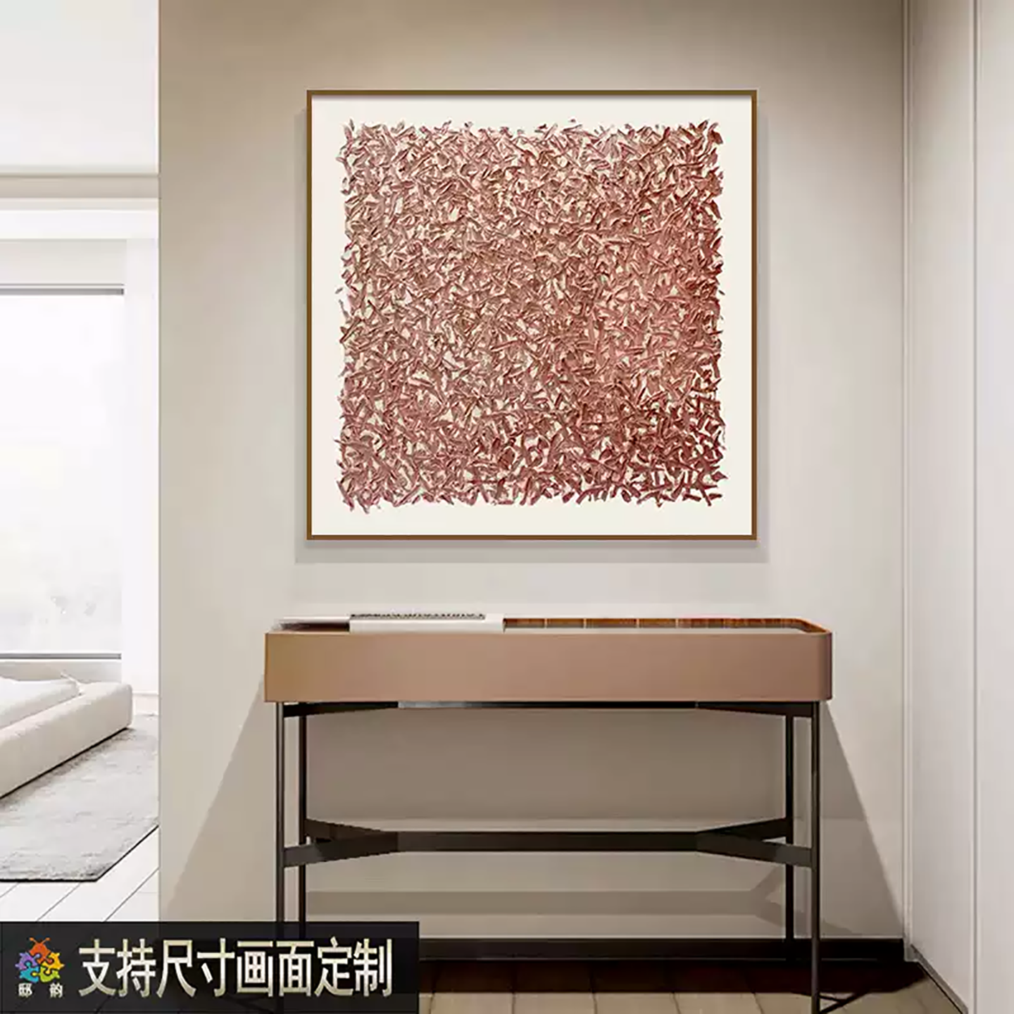 现代意式极简高档砂岩肌理玄关装饰画中古艺术客厅餐厅背景墙挂画