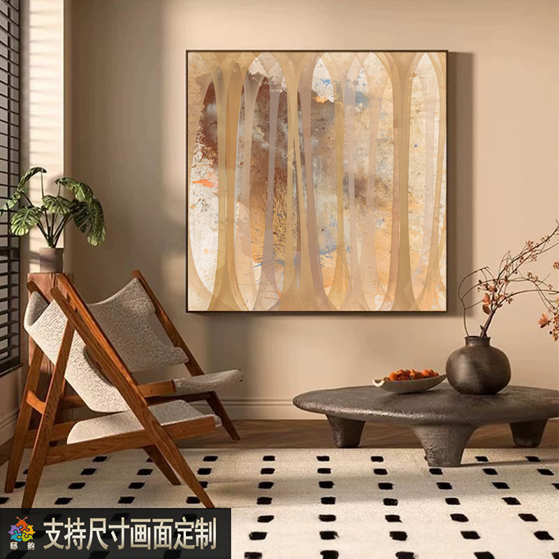 现代极简抽象客厅挂画意式轻奢餐厅玄关装饰画沙发背景墙壁画定制图片
