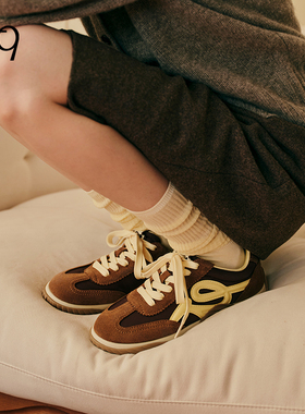 Talitaqoom薄底德训鞋2025秋季新款披萨系列撞色拼接休闲鞋tq女鞋