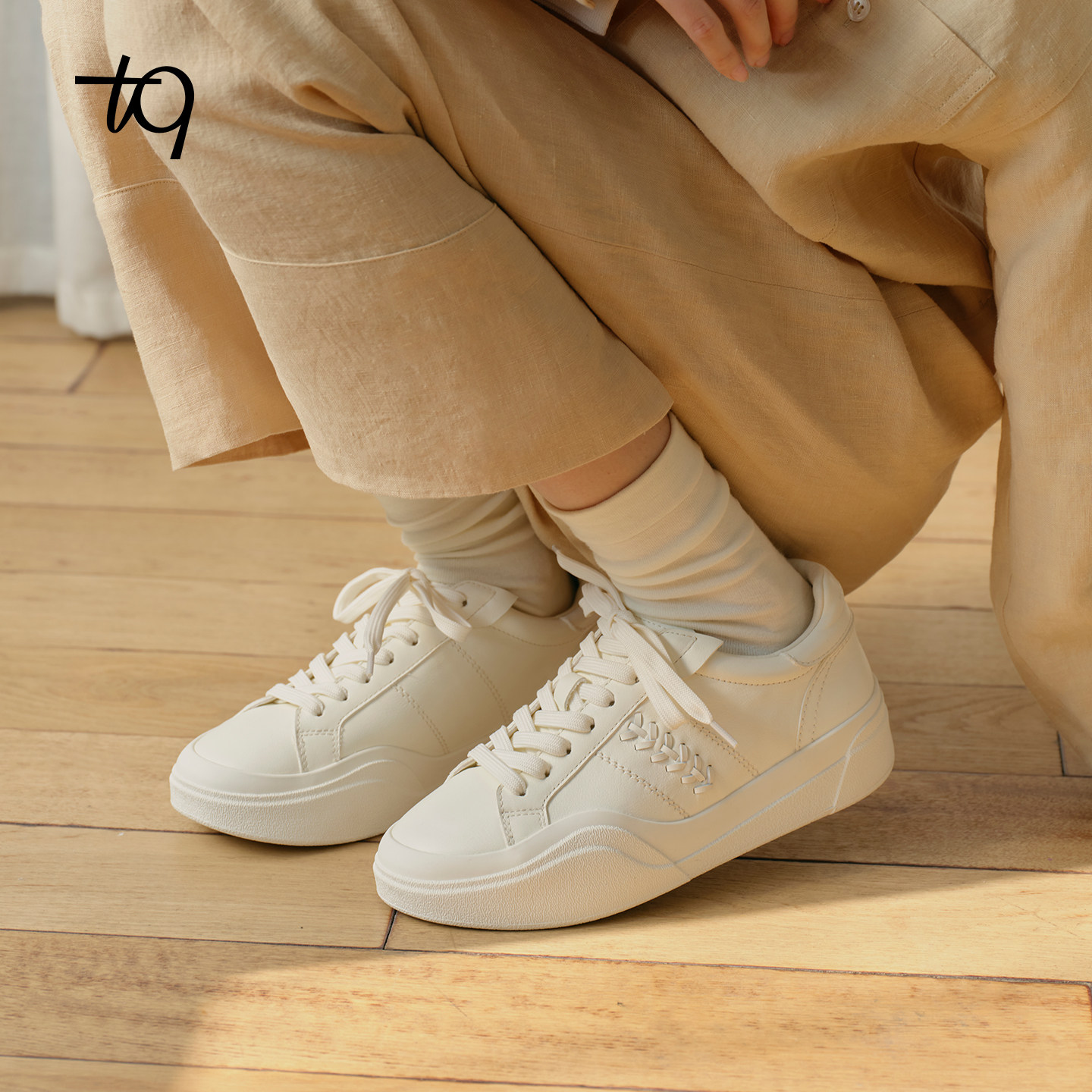 Talitaqoom2026春季新款立体编织内增高厚底小白鞋休闲
