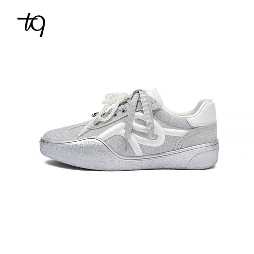 Talitaqoom2026年春季新款银闪可拆卸珍珠厚底德训鞋tq女休闲鞋