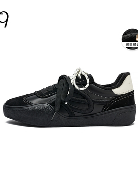 Talitaqoom2025冬季新款加绒焦糖德训鞋女休闲复古刺绣tq保暖板鞋