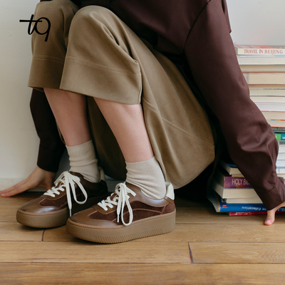 Talitaqoom2026年春季新款拼接复古厚底板鞋休闲增高德训鞋tq女鞋