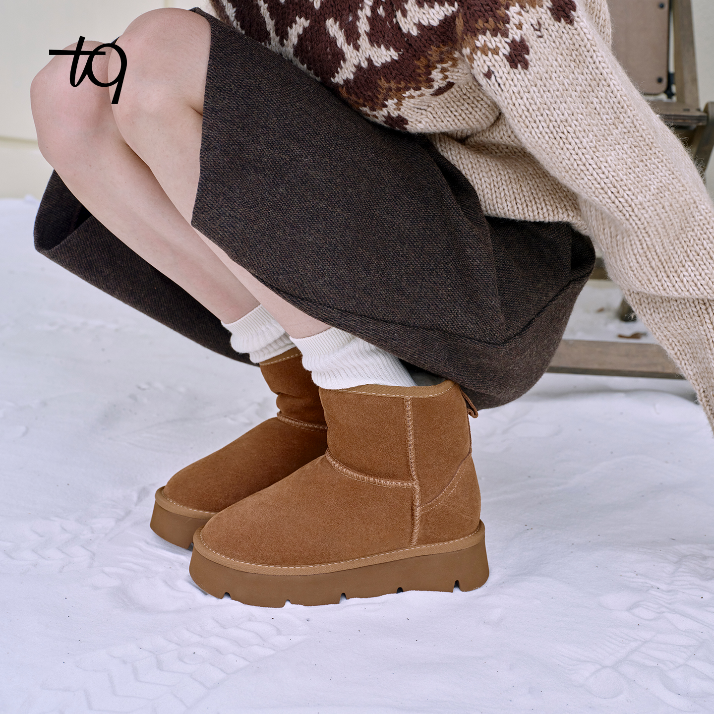 Talitaqoom雪地靴2025年冬季新款简约复古加绒厚底8CM增高tq女鞋