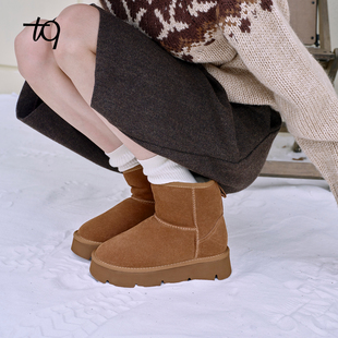 Talitaqoom雪地靴2025年冬季新款简约复古加绒厚底8CM增高tq女鞋