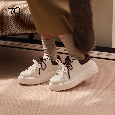 Talitaqoom2025秋季新款厚底撞色休闲板鞋复古风增高休闲鞋tq板鞋