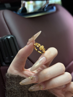 拉丝桂花戒指黄金镶嵌999足金