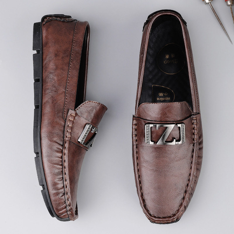 真皮男鞋2025新款英伦商务鞋透气软底休闲鞋懒人一脚蹬豆豆鞋男,流行男鞋,乐福鞋（豆豆鞋）,淘宝优惠券,粉丝福利购,淘宝优惠卷
