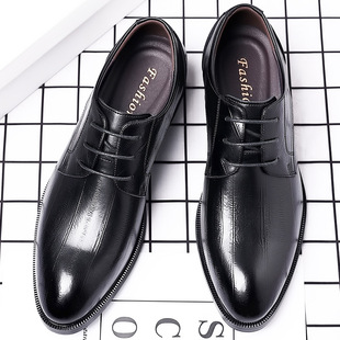商务真皮时尚 复古男鞋 正装 春季 英伦风鞋 男皮鞋 低帮婚鞋 子 新款