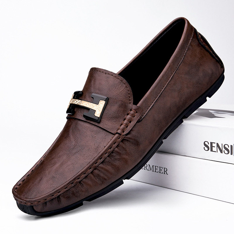 真皮男鞋2025新款英伦商务鞋透气软底休闲鞋懒人一脚蹬豆豆鞋男,流行男鞋,乐福鞋（豆豆鞋）,淘宝优惠券,粉丝福利购,淘宝优惠卷