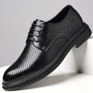 男内男鞋 皮鞋 休闲婚鞋 男士 夏季 鞋 镂空商务正装