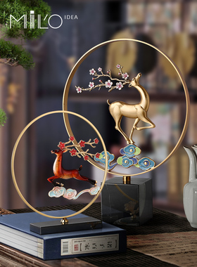 新中式铜鹿摆件客厅书柜电视柜酒柜装饰品家居创意乔迁新居礼品