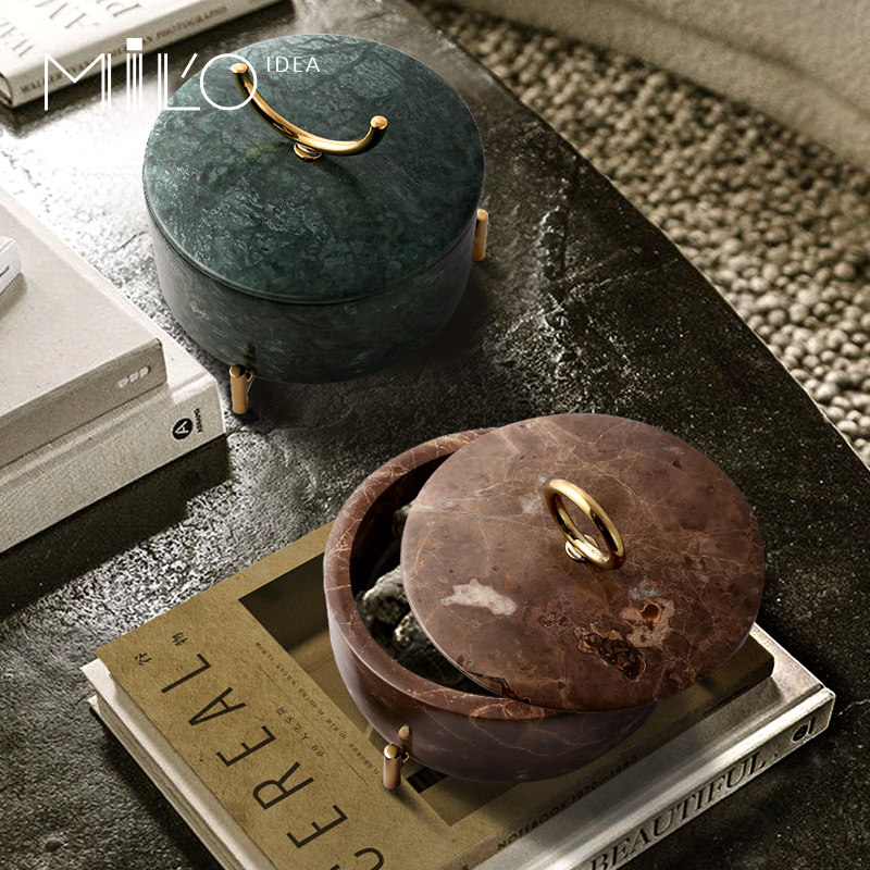 现代轻奢大理石储物罐摆件客厅餐厅玄关电视柜装饰工艺品创意礼品