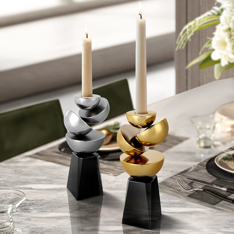米洛思维烛台不锈钢水晶摆件