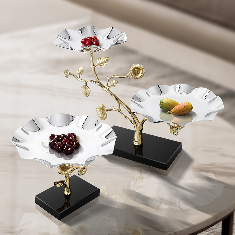 收纳盘果盘黄铜不锈钢摆件