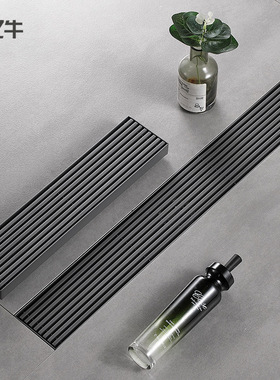 枪灰色长方形防臭地漏线条盖板大排量长地漏卫生间304不锈钢地漏