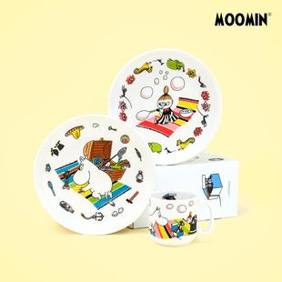 姆明儿童餐具 芬兰Arabia陶瓷釉中彩水杯餐盘 宝宝学生创意礼盒