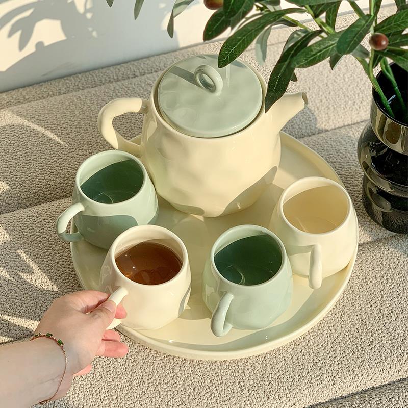 陶瓷冷水壶套装水杯茶壶茶杯客厅家用大容量凉水壶耐高温茶具杯子