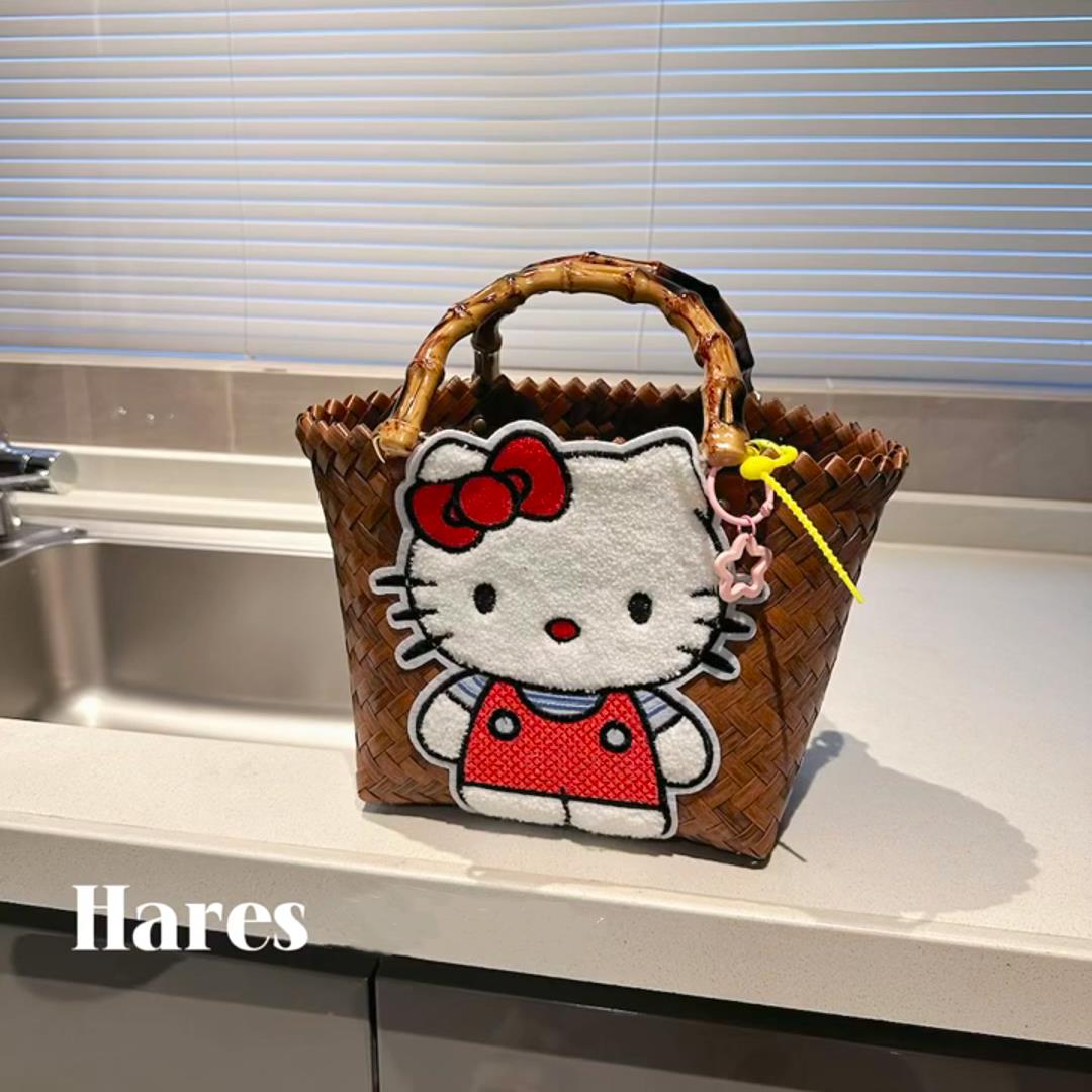 手工编织篮彩色购物甜酷菜篮子上班通勤包女士手提买菜包生日编制