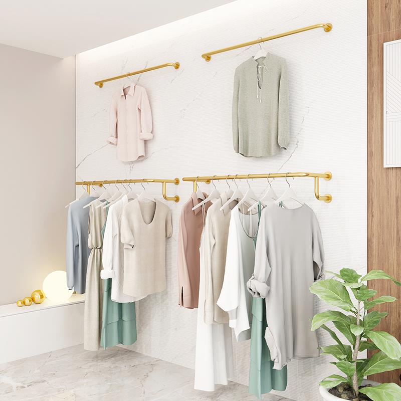 服装店展示架上墙侧挂女装店货架壁挂式挂衣架童装店陈列架不锈钢