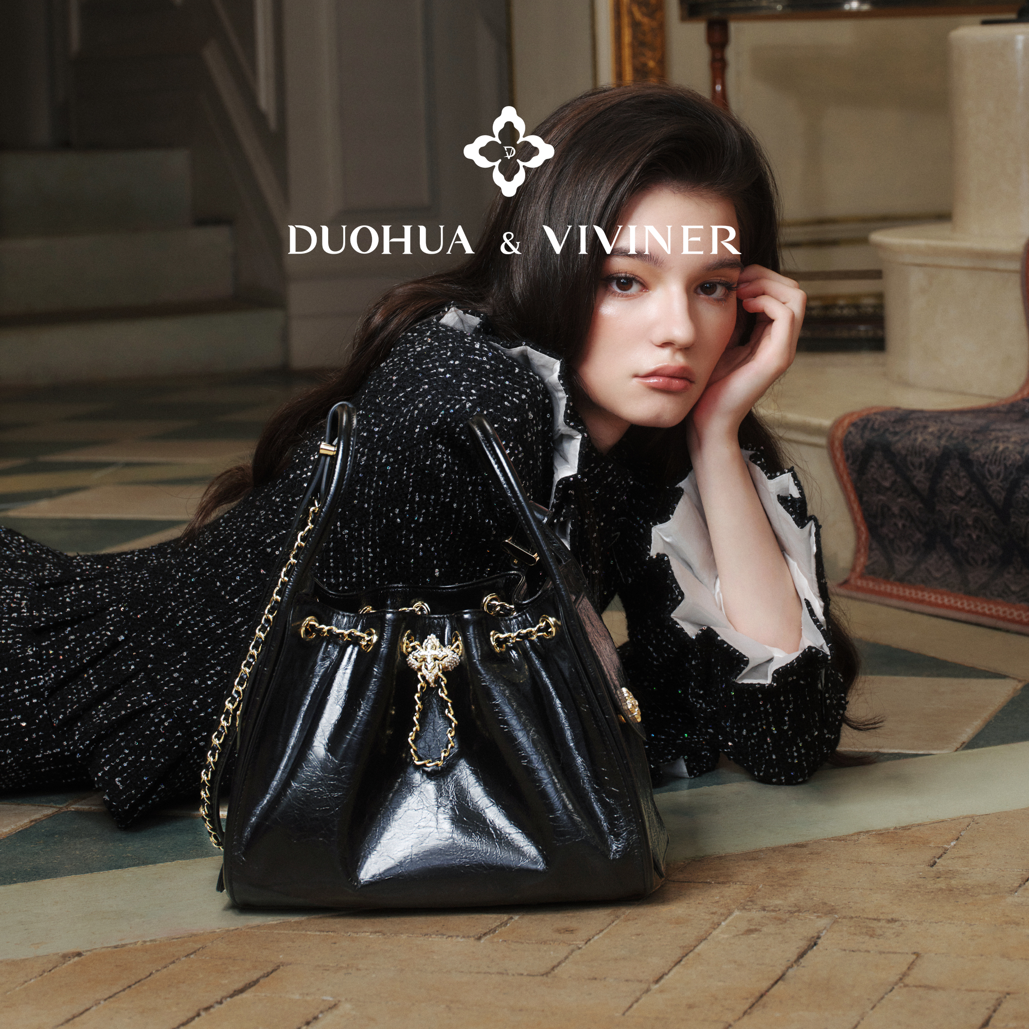 DV经典hobo包冰裂纹油蜡小牛皮通勤包单肩斜挎女包DUOHUA&VIVINER