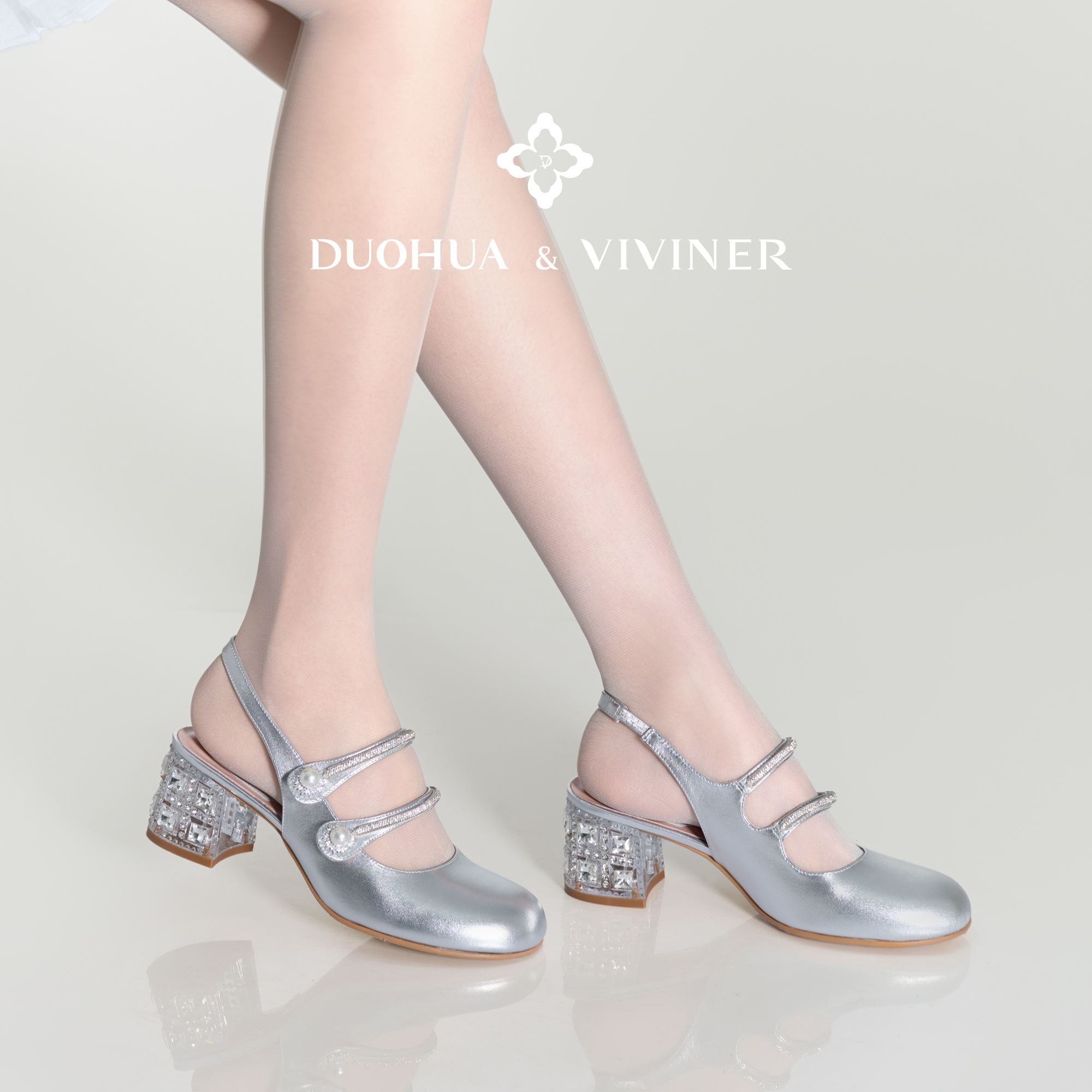 【杨肸子同款】DV春夏法式后空千金名媛粗跟玛丽珍DUOHUA&VIVINER