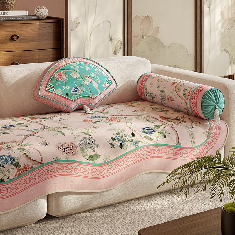 沙发垫四季通用2024新款中式高级感沙发靠背盖巾一片式全盖春满园