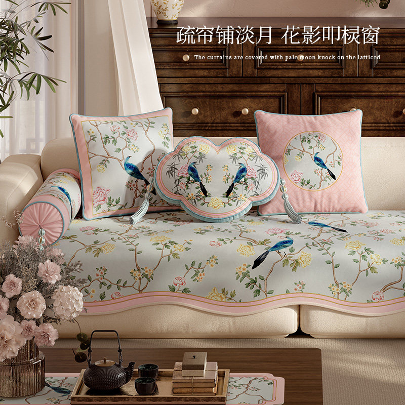 画堂春晓花鸟抱枕新中式沙发客厅睡觉靠枕床头靠垫国风轻奢高级感