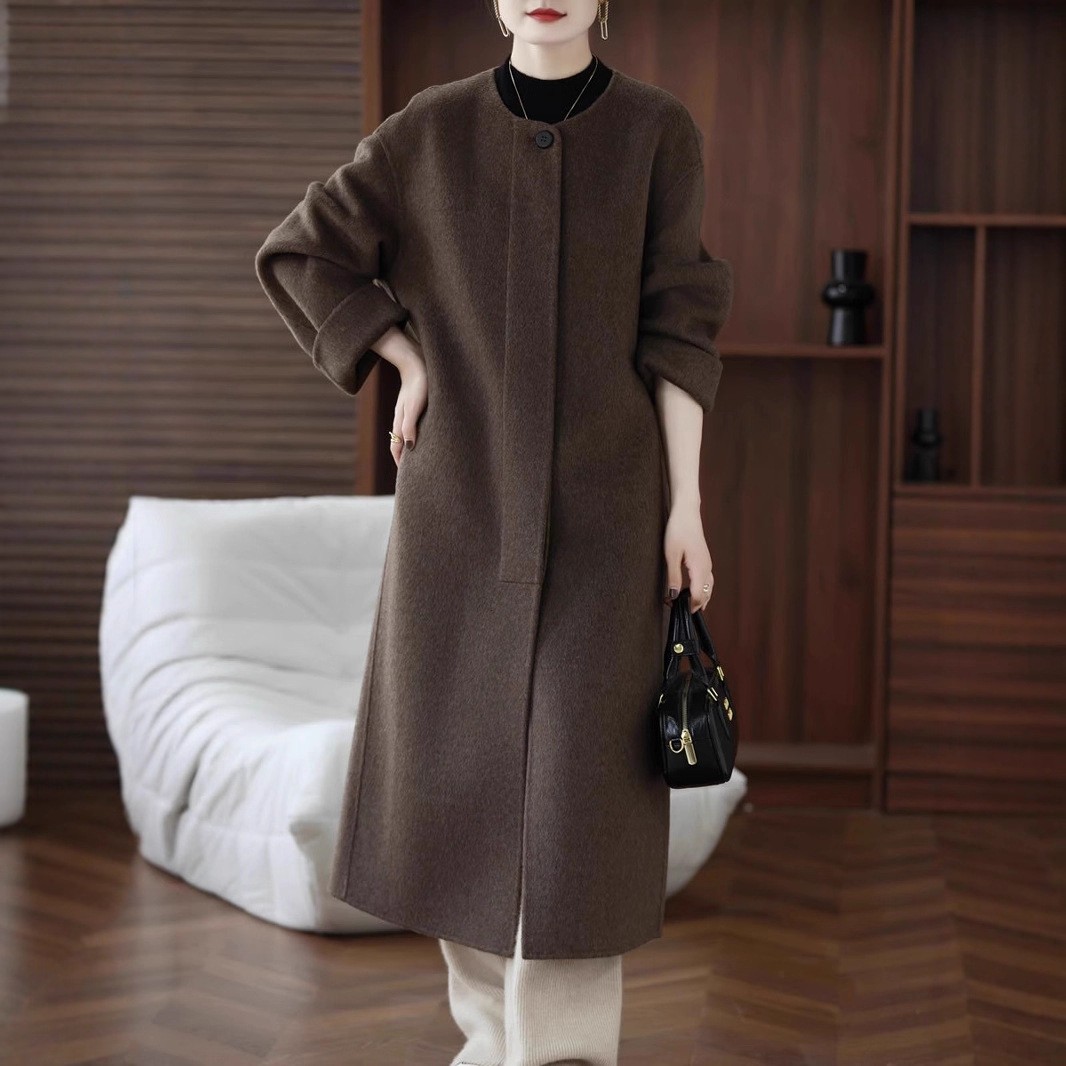 高端双面羊绒100%羊毛大衣外套女