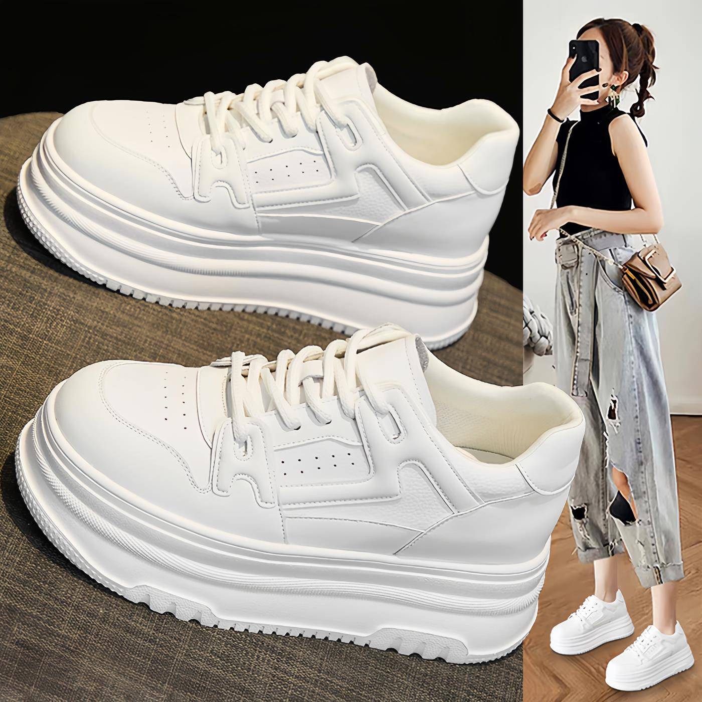 香港小白鞋女鞋2025春季新款爆款百搭厚底内增高运动休闲春秋板鞋