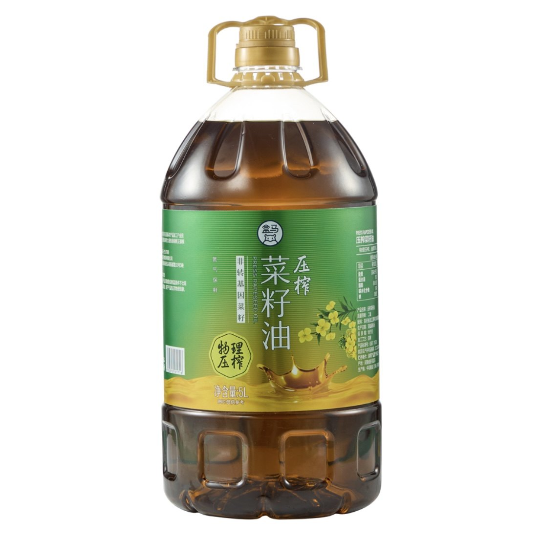 盒马鲜榨压榨菜籽油5L物理压榨头道原香非转基因充氮保鲜包邮