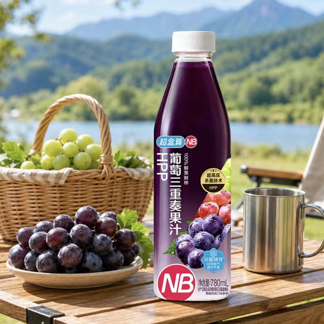 超盒算NB葡萄三重奏果汁780ml图片