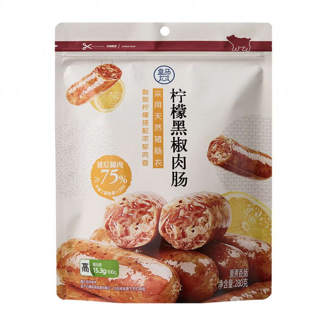 盒马柠檬黑椒肉肠280g