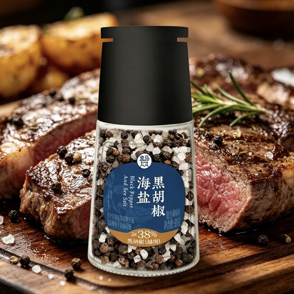 盒马柠檬黑胡椒海盐一料多用牛排海鲜搭档现磨研磨风味不流失料理