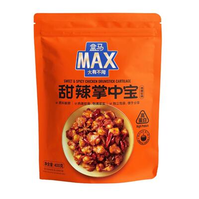 盒马MAX甜辣掌中宝400g肉裹软骨饱满紧实独立包装脆爽口感高蛋白