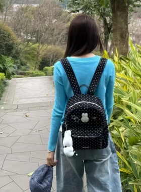 卡通可爱波点米菲兔双肩包包女2026新韩系百搭背包大学生上课书包